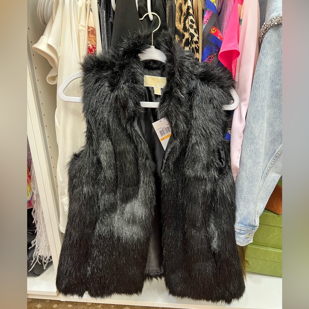 Michael Kors faux fur black vest